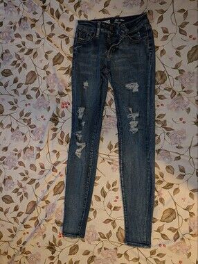 Warehouse Blue Ripped Skinny Jeans Size 24